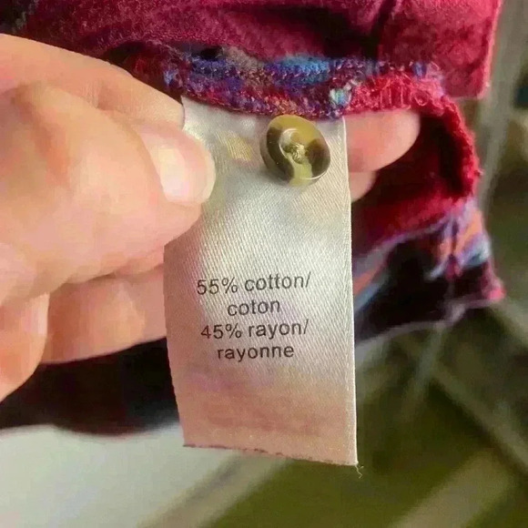 Maurice’s Size Large Flannel Button Down Shirt Plaid Purple Boho Western Fall - Picture 3 of 6